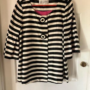 Sara Campbell Black and White Striped Jacket